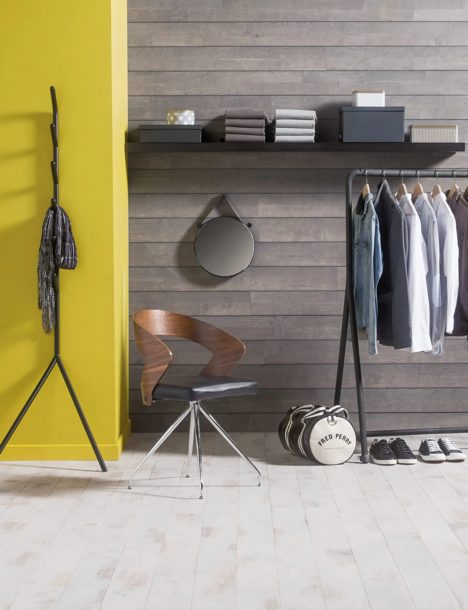 Panou Decorativ Lemn Stejar Cabane Gri Duo 141