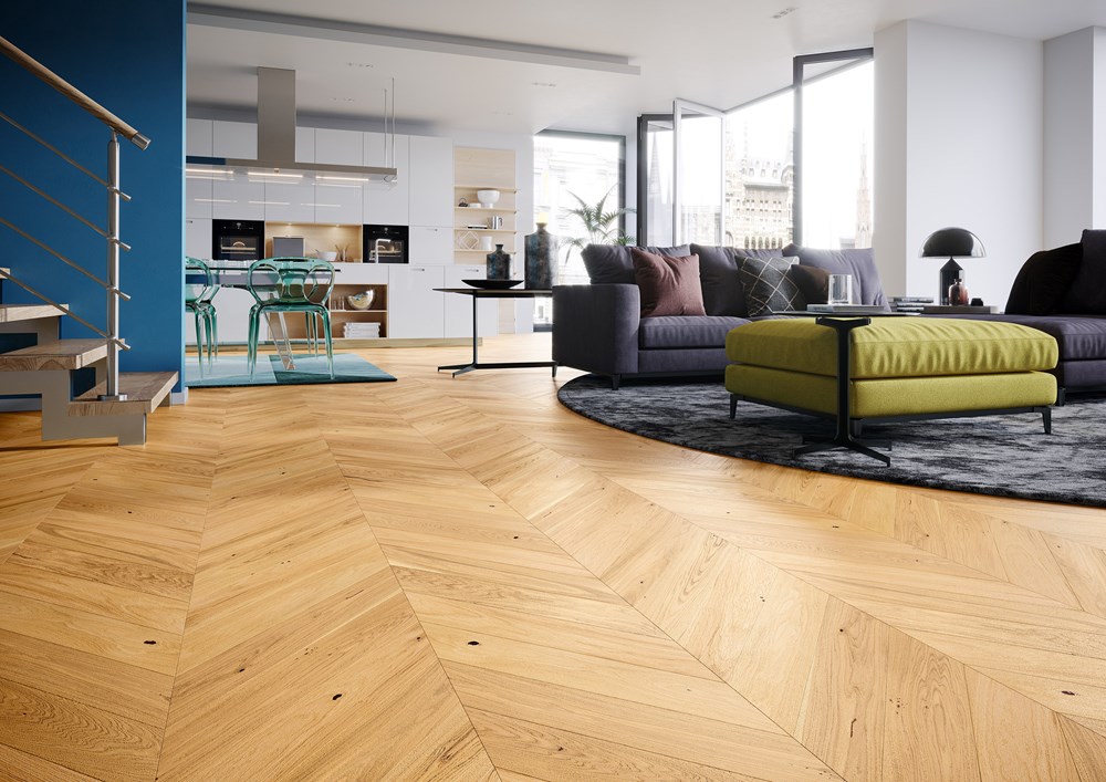 Parchet Stejar Triplu Stratificat Caramel Chevron