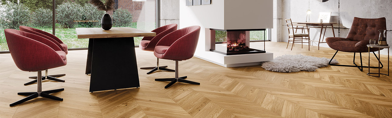 Parchet Stejar Triplu Stratificat Bright Chevron