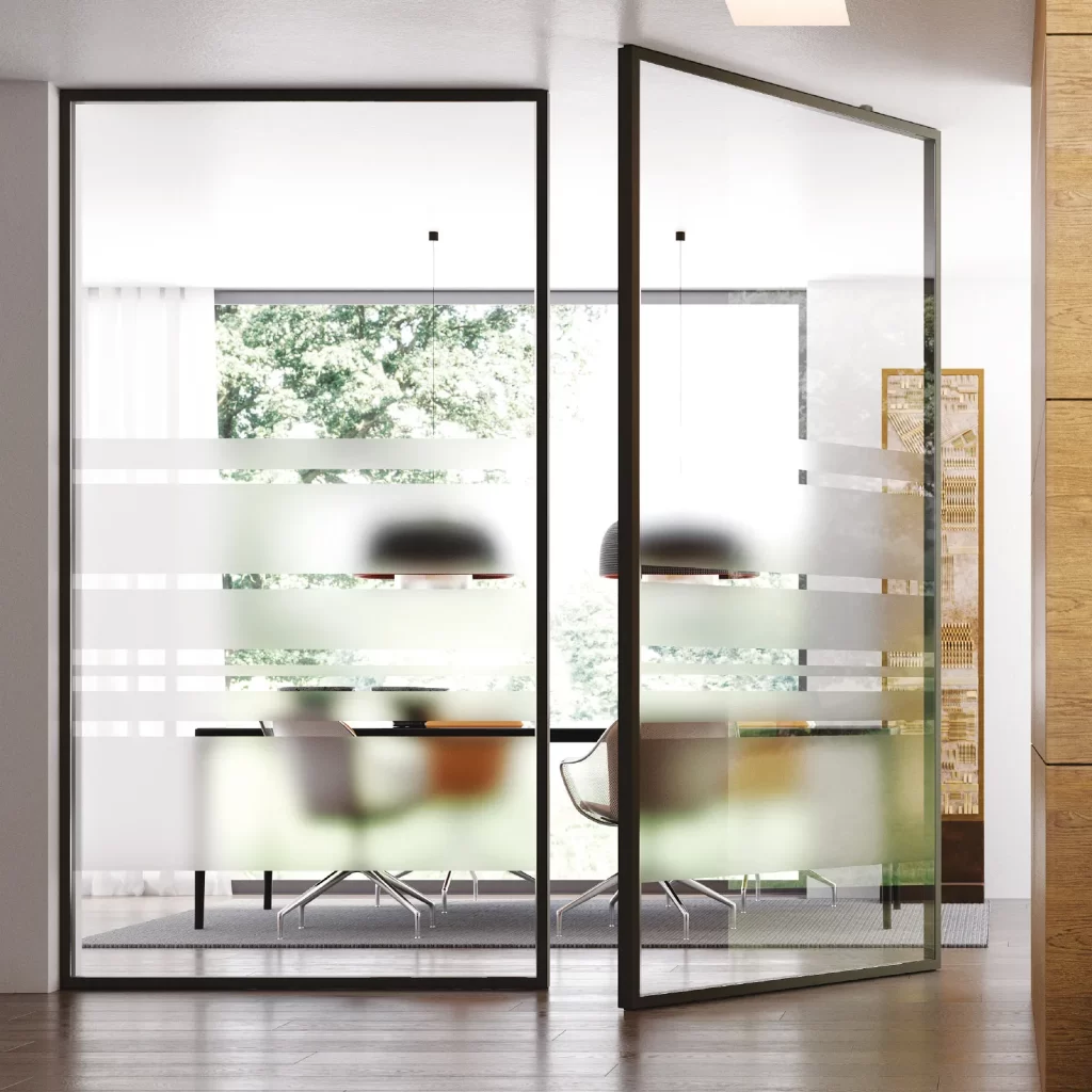 Bidirectional Door Vela Crystal Anthracite Extra-clear
