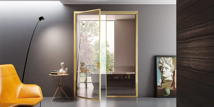 Double hinged door Mini Tall Glass Gold