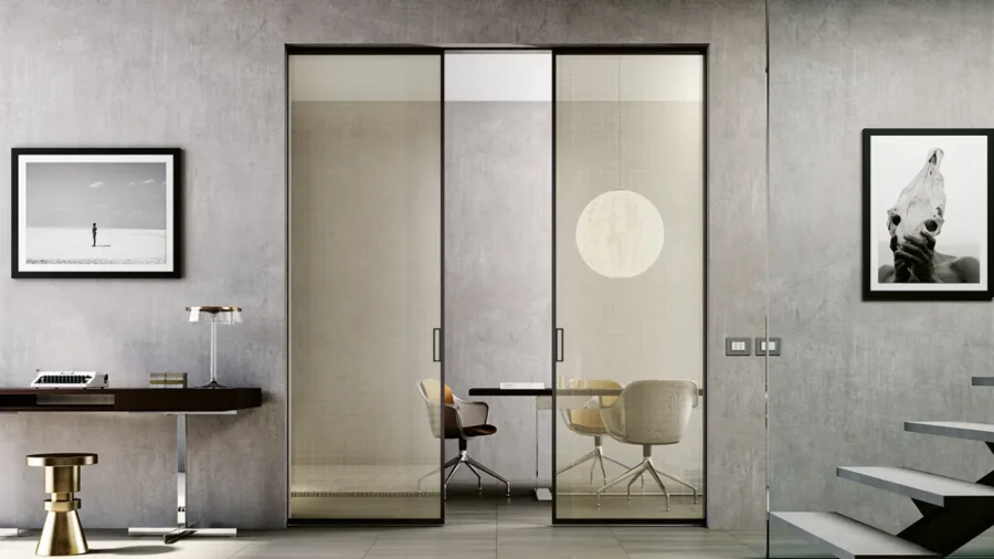 Sliding Door Flush with Metal glass